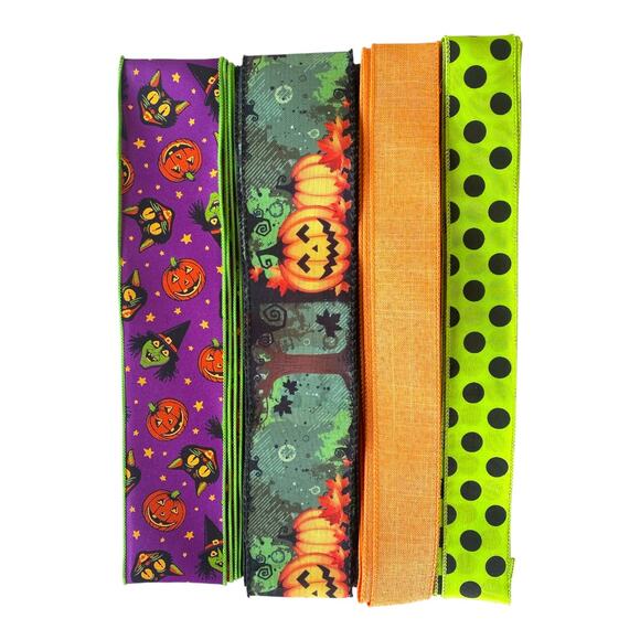 Halloween Pumpkin Man Sign & Ribbon Bundle – DIY Wreath Supply Kit or Fall Swag - Picture 3 of 5